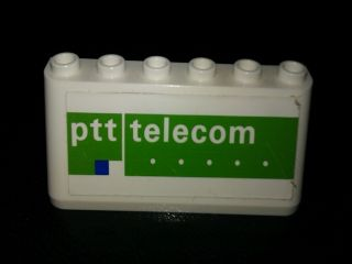 Lego Windscreen 2 x 6 x 2 with 'ptt telecom' on White and Green Background Pattern (Sticker) - Set 880002-2 (in Combination with Sets 3308 / 3309)