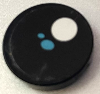 Lego Tile, Round 2 x 2 with Bottom Stud Holder with Black Eye, White Pupil and 2 Medium Azure Ovals Pattern Model Right Side (Sticker) - Set 40251
