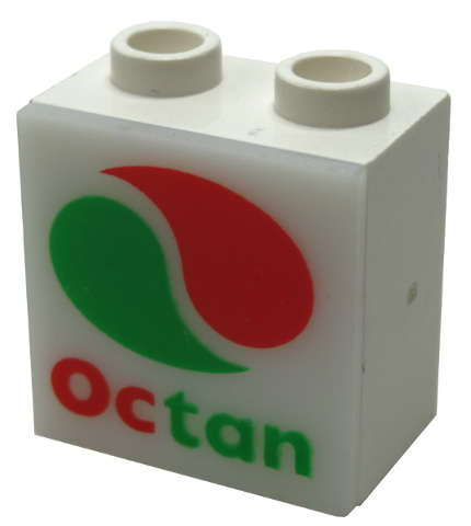 Lego Electric, Light 1 1/8 x 2 x 1 2/3 Cabinet with Lamp Holes (Sign Back) with Milky White Electric, Light 2 x 2 Clip-On Plate with Octan Logo Pattern (2383 / 2384pb03)