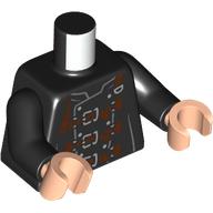Lego Torso, Reddish Brown Straps print, Black Arms, Light Bluish Gray Hands / Black