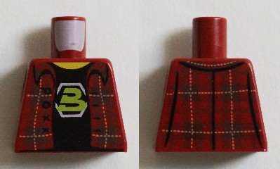 Lego Torso Plaid Flannel Shirt with Buttons over Black T Shirt with Blacktron 2 Logo Pattern / Dark Red