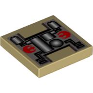 Lego Tile 2 x 2 with SW Rebel Mechanical Print
