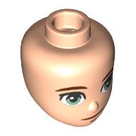Lego Minidoll Head with Dark Brown Eyebrows, Olive Green Eyes, Closed Mouth / Light Nougat