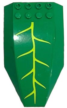 Lego Windscreen 10 x 6 x 2 Curved with Lime Mandrake Leaf Veins Pattern (Sticker) - Set 76433 / Green