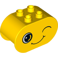 Lego Duplo Brick 2 x 4 x 2 Rounded Ends, Dual Sided with Winking / Sad Print