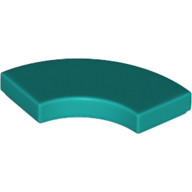Lego Tile 2 x 2 Curved, Macaroni / Dark Turquoise