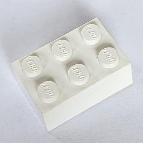 Lego Brick 2 x 3 without Bottom Tubes / White