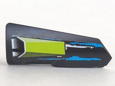 Lego Technic, Panel Fairing #22 Very Small Smooth, Side A with Lime Air Intake Vent and Blue and White Stripes Pattern (Sticker) - Set 42103