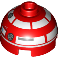 Lego Brick Round 2 x 2 Dome Top, Hollow Stud with White Astromech Droid Print (R3-T2)