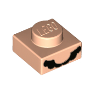 Lego Plate 1 x 1 with Black Mustache Print