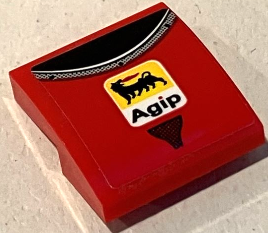 Lego Slope, Curved 2 x 2 x 2/3 with Agip Logo Pattern (Sticker) - Set 75889