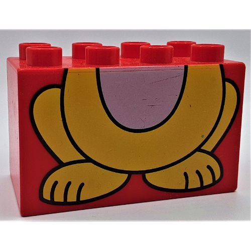Lego Duplo Brick 2 x 4 x 2 with Yellow Cat, Bottom Half Print