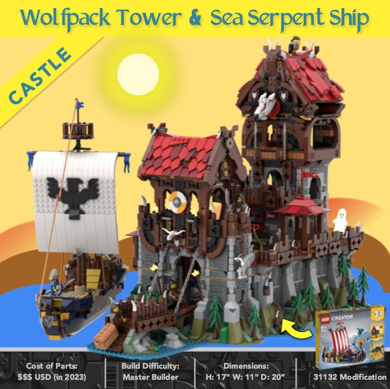 Lego Wolfpack Tower & Medieval Ship - Classic Castle