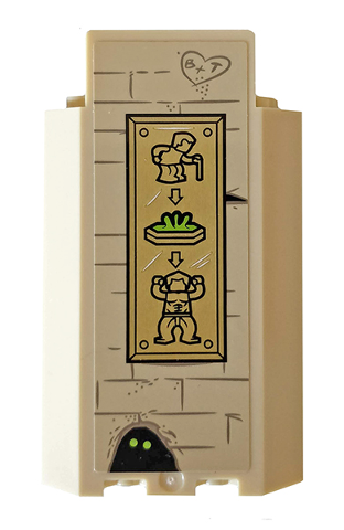 Lego Panel 3 x 3 x 6 Corner Wall without Bottom Indentations with Brick Wall with Heart and Fountain of Youth Plaque Pattern (Sticker) - Set 76056