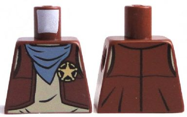 Lego Torso Western Vest with Star Badge and Blue Bandana Pattern / Reddish Brown