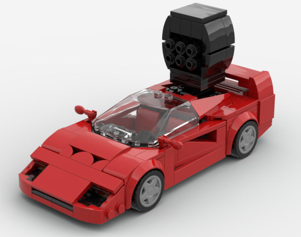 Lego Ferrari F40 with a rocket weapon on top