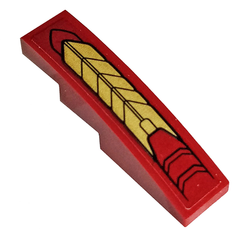 Lego Slope, Curved 4 x 1 with Gold and Dark Red Armor Plates Pattern (Sticker) - Set 76107