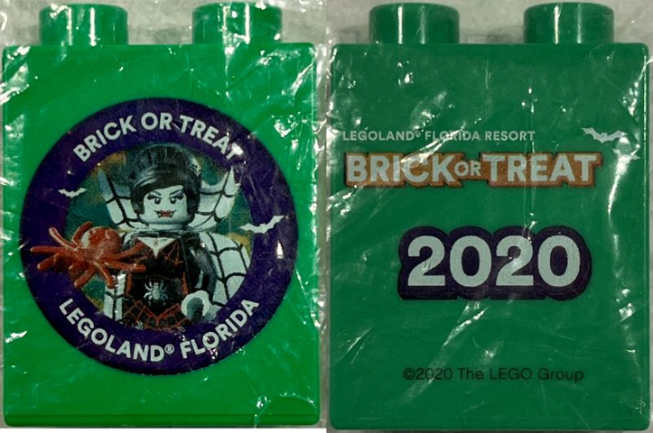 Lego Duplo, Brick 1 x 2 x 2 with Brick or Treat LEGOLAND Florida Resort 2020 Pattern