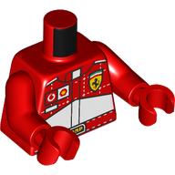 Lego Torso Racing Suit, White Panels, Vodaphone, Shell, and Ferrari Logos Print, Red Arms and Hands / Red