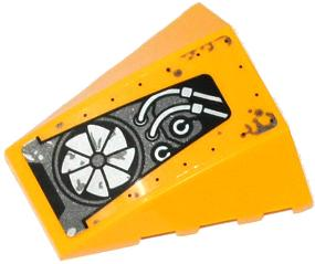Lego Wedge 4 x 4 Triple Curved No Studs with Silver Fan and Cables Pattern Model Left Side (Sticker) - Set 70129