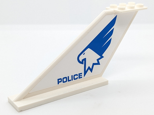 Lego Tail 12 x 2 x 5 with 'POLICE' and Eagle Head with Wing Pattern on Both Sides (Stickers) - Set 60210 / White