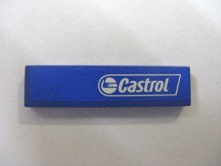 Lego Tile 1 x 4 with 'Castrol' Pattern Model Right Side (Sticker) - Set 8374 / Blue