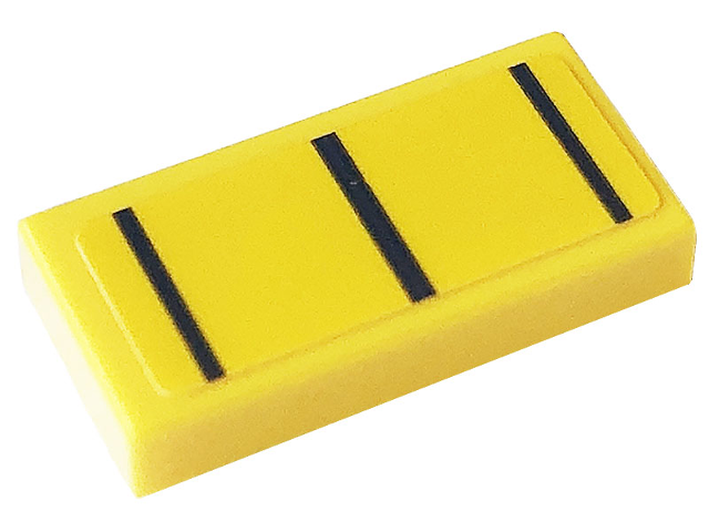 Lego Tile 1 x 2 with 3 Black Stripes Pattern (Sticker) - Set 76903