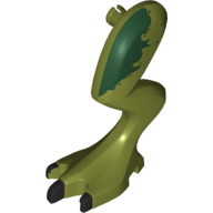 Lego Animal Body Part, Dinosaur, Dilophosaurus Leg, Left with Pin, Black Claws and Dark Green Spots print / Olive Green