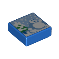 Lego Tile 1 x 1 with Snowman, Trees Print (Super Mario Cool, Cool Mountain)