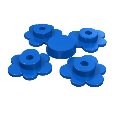 Lego Plant, Flower Small [Complete Sprue of Four] / Blue