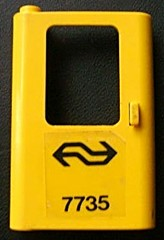 Lego Door 1 x 4 x 5 Train Left, Thin Support at Bottom with Dutch NS '7735' Pattern (Sticker) - Set 7735 / Yellow