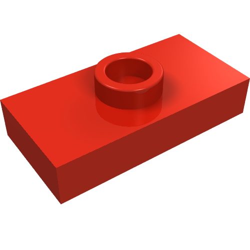 Lego Plate Special 1 x 2 with 1 Stud without Groove (Jumper) / Red