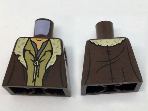 Lego Torso LotR Coat with Tan Fur Trim and 2 Shirts Pattern / Dark Brown