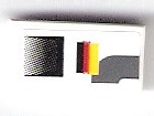 Lego Tile 1 x 2 with Black Air Outlet and Dark Bluish Gray Markings and German Flag Pattern Model Left Side (Sticker) - Set 75876