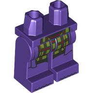 Lego Hips and Dark Purple Legs with Coat Ends, Dark Green/Lime/Dark Red Plaid Kilt print / Dark Purple