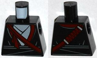 Lego Torso Layered Robe and Dark Red Katana Scabbard Pattern / Black