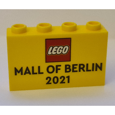 Lego Panel 1 x 4 x 2 with "LEGO MALL OF BERLIN 2021" Print / Yellow
