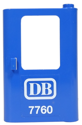 Lego Door 1 x 4 x 5 Train Right, Thin Support at Bottom with White 'DB 7760' Pattern (Sticker) - Set 7760