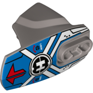 Lego Large Figure Limb Cover, Size 5, Armor with Ball Joint Socket with Red Arrows, Blue Markings, and Hero Factory Logo Print