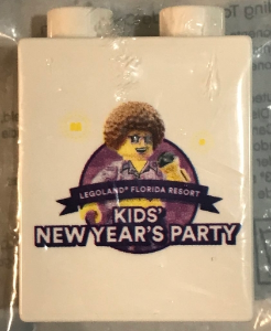 Lego Duplo, Brick 1 x 2 x 2 with LEGOLAND Florida Resort Kids' New Year's Party Pattern