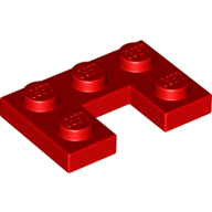 Lego Plate 2 x 3 with 1 x 1 Cutout / Red