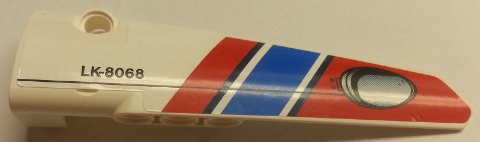 Lego Technic, Panel Fairing # 5 Long Smooth, Side A with 'LK-8068' and Air Intake Pattern (Sticker) - Set 8068 / White