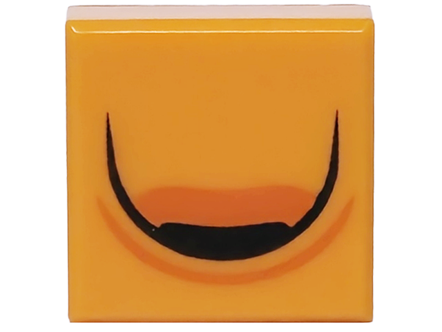 Lego Tile 1 x 1 with Black and Reddish Orange Curved Air Intake Pattern / Orange