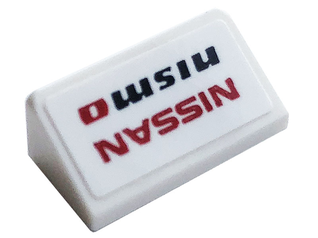 Lego Slope 30 1 x 2 x 2/3 with Red 'NISSAN' and 'nismo' Pattern (Sticker) - Set 76896