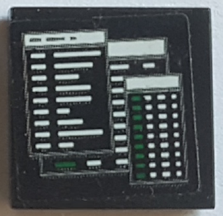 Lego Tile 2 x 2 with Computer Screen with White and Green Lines in Windows Pattern (Sticker) - Set 75883