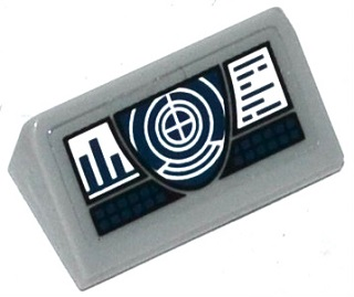 Lego Slope 30 1 x 2 x 2/3 with White Target, Screens and Dark Blue Buttons Pattern (Sticker) - Set 76019