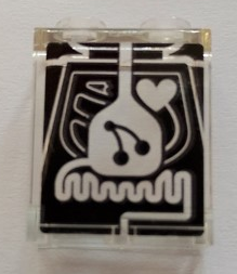 Lego Panel 1 x 2 x 2 with Side Supports - Hollow Studs with Minifigure Torso MRI with Heart, Cherries in Stomach, and Intestines Pattern (Sticker) - Set 60204 / Trans-Clear