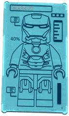 Lego Glass for Window 1 x 4 x 6 with 'MARK VII', '40%' and Iron Man on Screen Pattern (Sticker) - Set 76007
