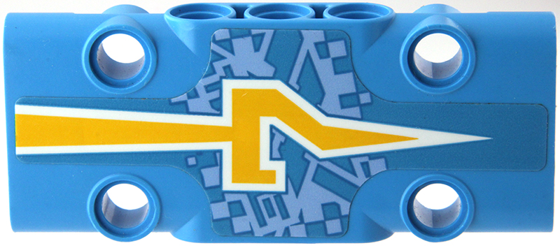 Lego Technic, Panel Plate 3 x 7 x 1 with Yellow Stylized Number 7 on Bright Light Blue 'XTREME' Pattern (Sticker) - Set 42124 / Dark Azure