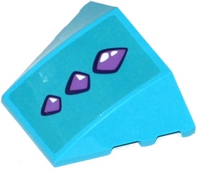 Lego Wedge 4 x 3 Triple Curved No Studs with 3 Medium Lavender Geometric Dragon Scales Pattern (Sticker) - Set 41172